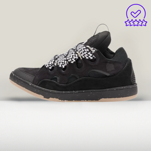 Lanvin Leather Curb Sneakers Black