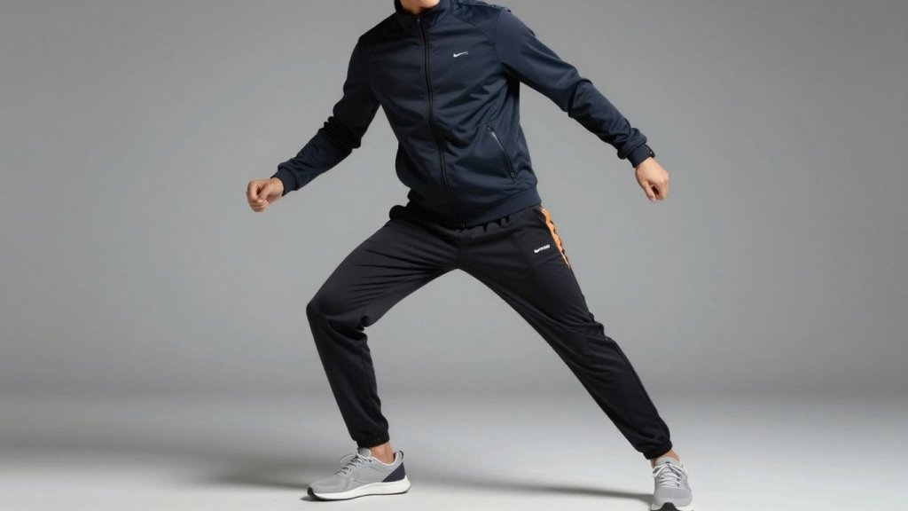 Bărbat în trening Decathlon, confortabil și stilat.