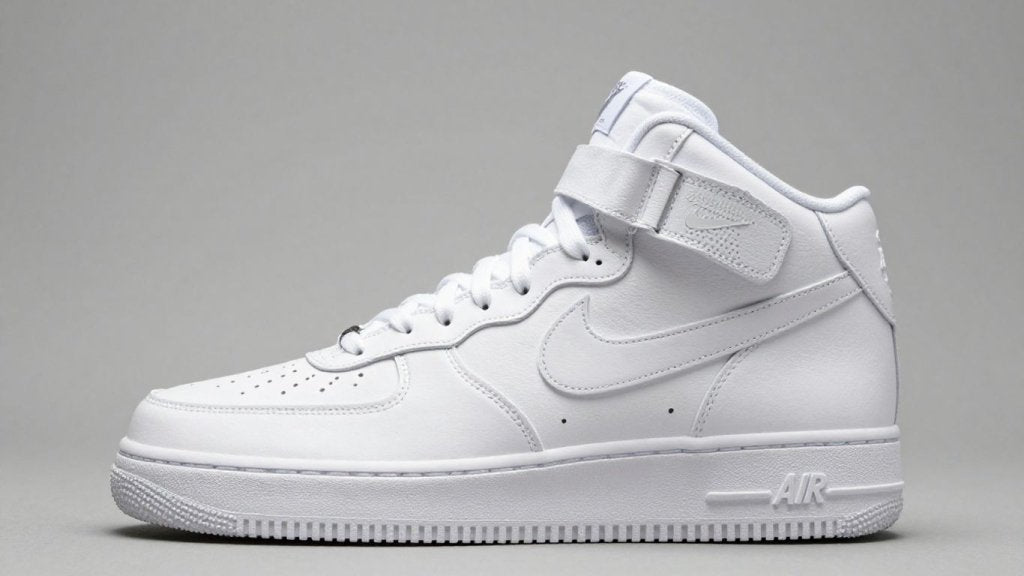 Nike Air Force 1 Mid alb, pantofi sport iconici.