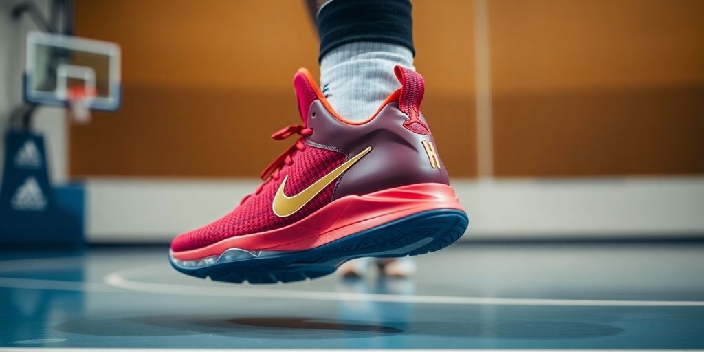 LeBron 19 basketball shoe in action.