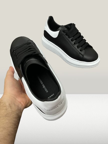Fashionable Alexander McQueen Black shoes with white detailing