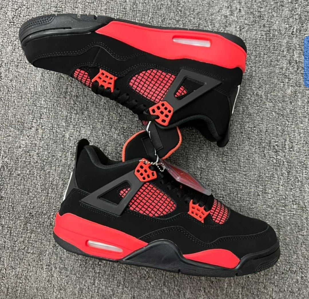 Top-down view of Jordan 4 Red Thunder 