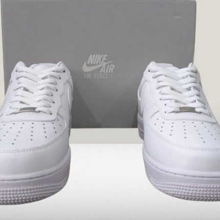 Vintage-inspired Nike Air Force 1 white leather sneakers