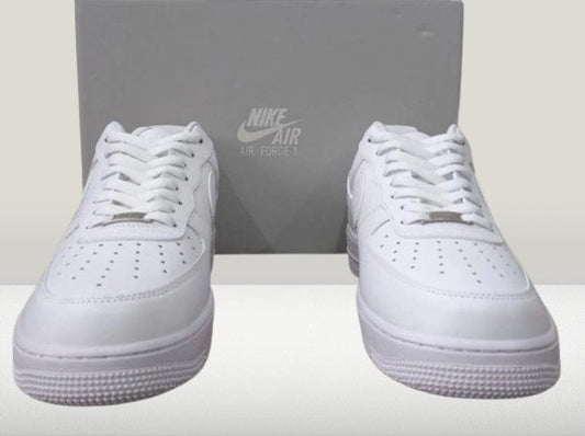 Vintage-inspired Nike Air Force 1 white leather sneakers